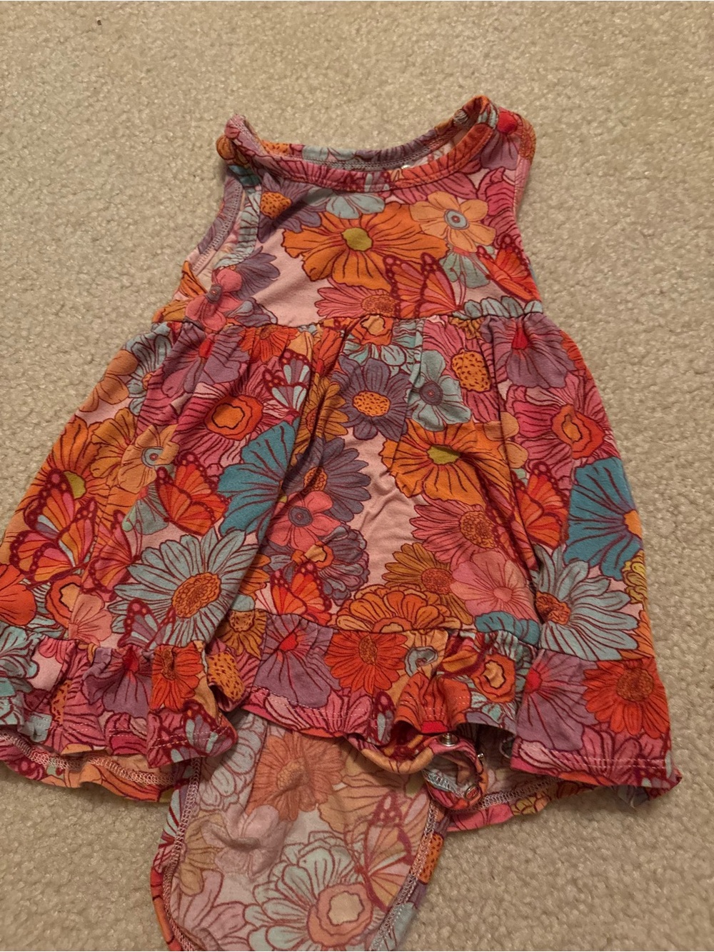 Posh Peanut Pink Orange Purple Floral Tank Dress